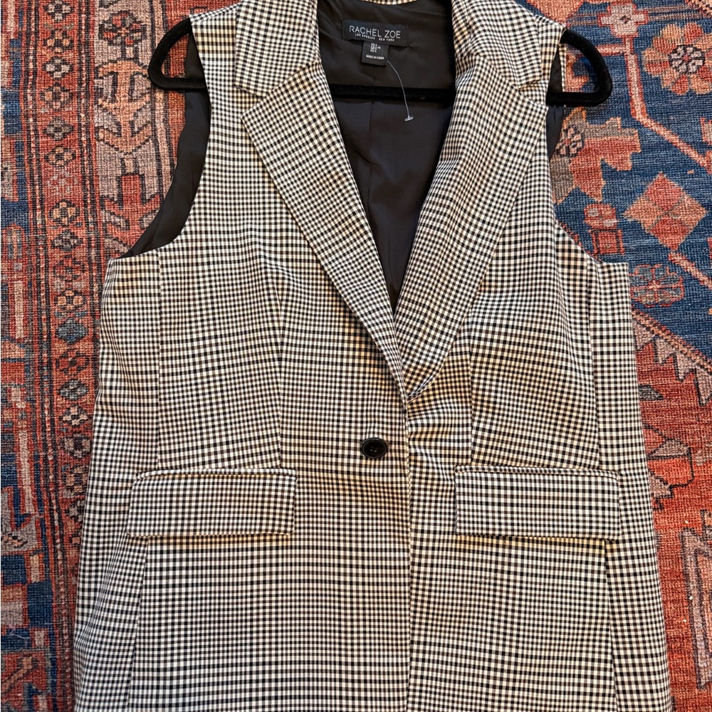 Rachel Zoe Black and White Houndstooth Vest